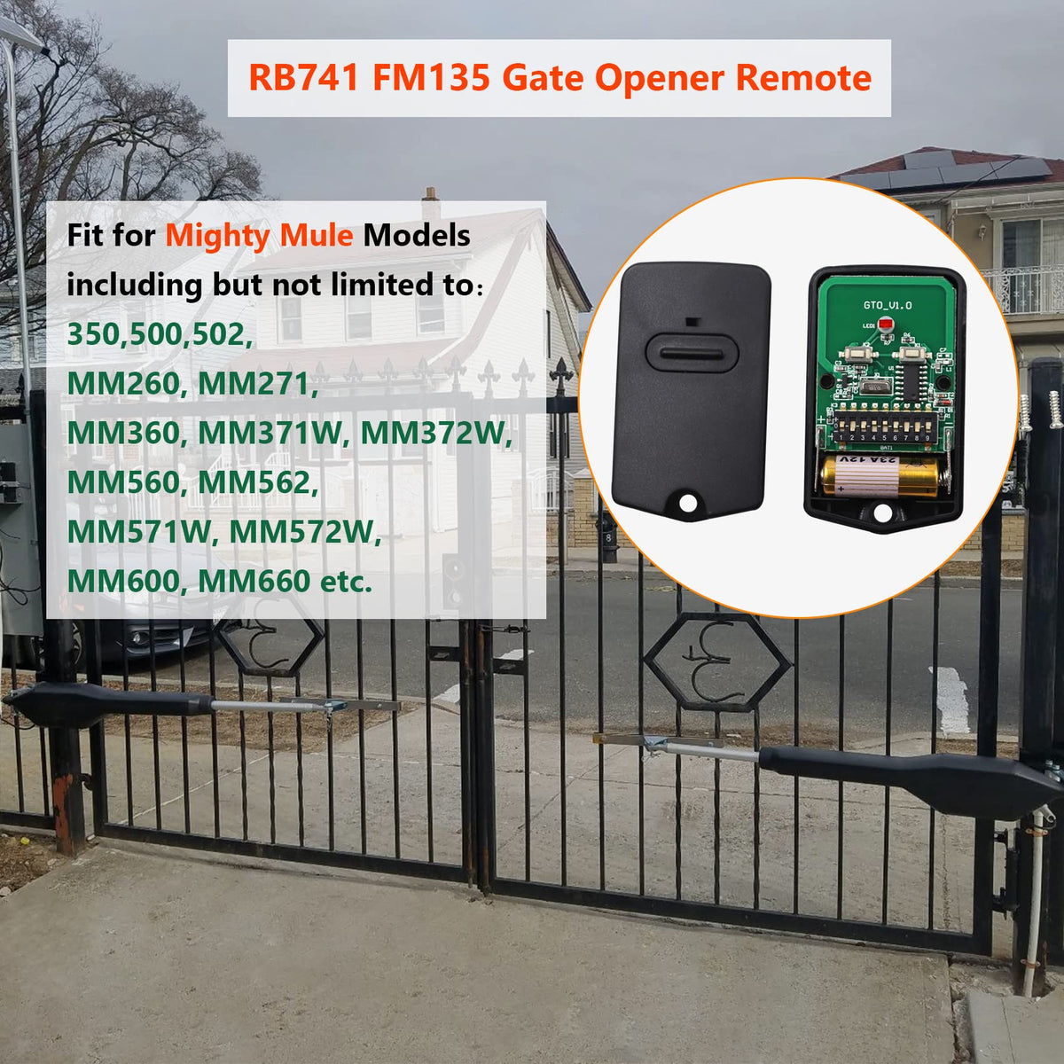 RB741 for Mighty Mule portåpner fjernkontroll, 318MHZ (3 pakke)
