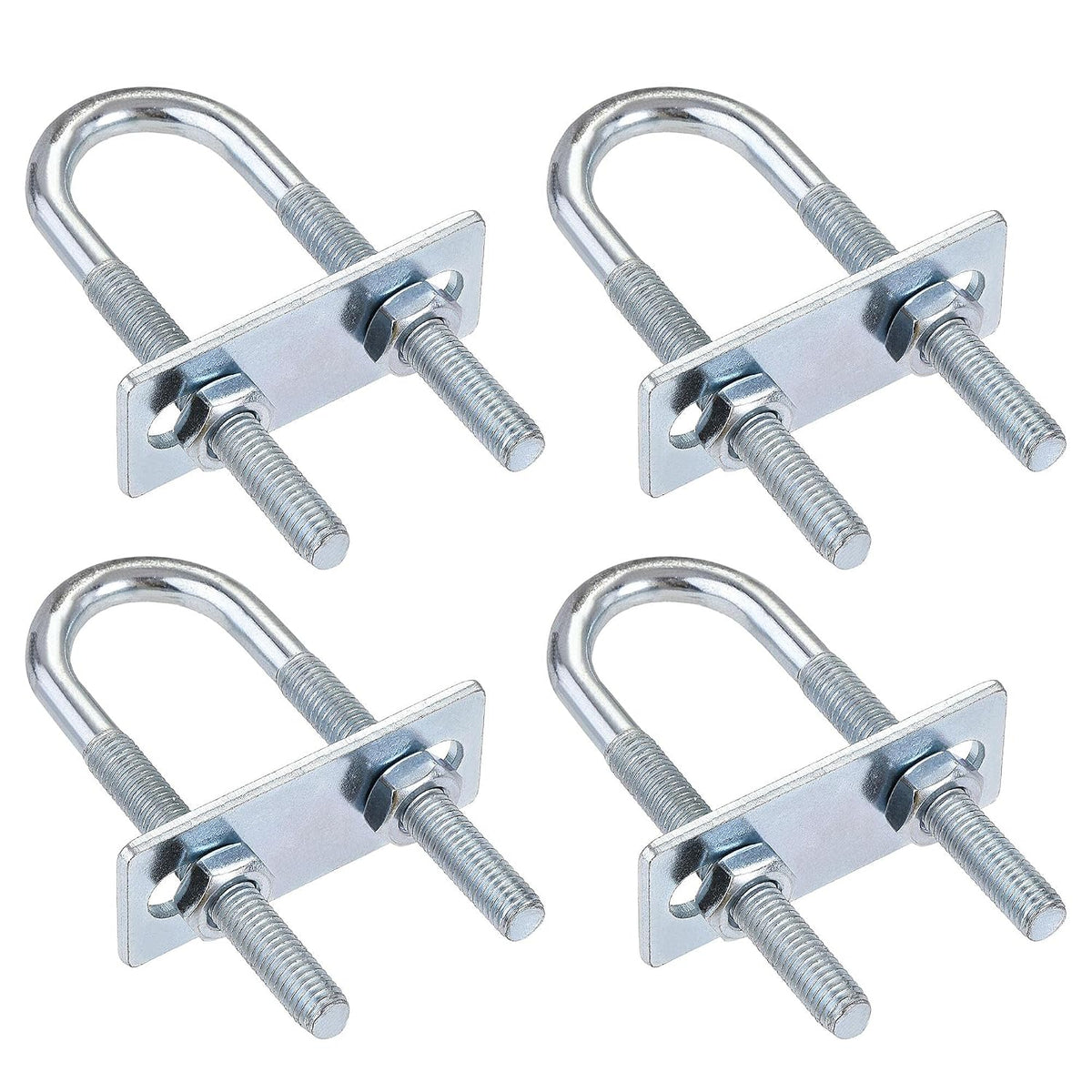 Round U-Bolts 4 Sets 0.98"(25mm) Inner Width 90mm Length Steel M8 with Nut, Plate