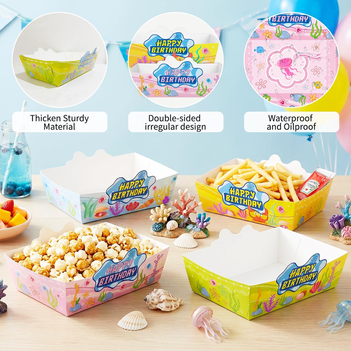 32pcs Yellow Sponge Party Disposable Serving Tray Cartoon Sponge Decoration