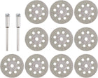 10 Pcs 25mm Diamond Coated 8 holes Cutting Wheels with 2 Pcs 3mm Mandrels for Rotary Tool
