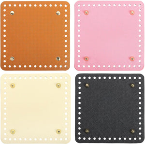 4Pcs Square Leather Bag Bottom Shaper, 15cm/5.9" DIY PU Purse Shaper Bag Bottom with Hole for Purse DIY Bag Making Accessories, Multicolor