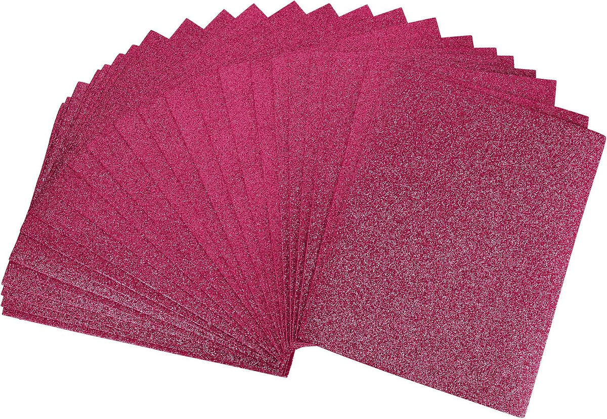 LinkMejor Magenta Glitter EVA Foam Sheets 11 x 8 Inch 2mm Thick for Crafts DIY Projects 24 Pcs