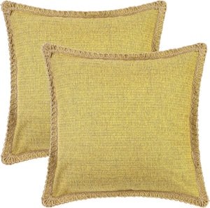 1 Pair Linen Pillow Covers Solid Color Throw Pillow Covers for Living Room Sofa and Bedroom 18 x 18 Inch Yellow