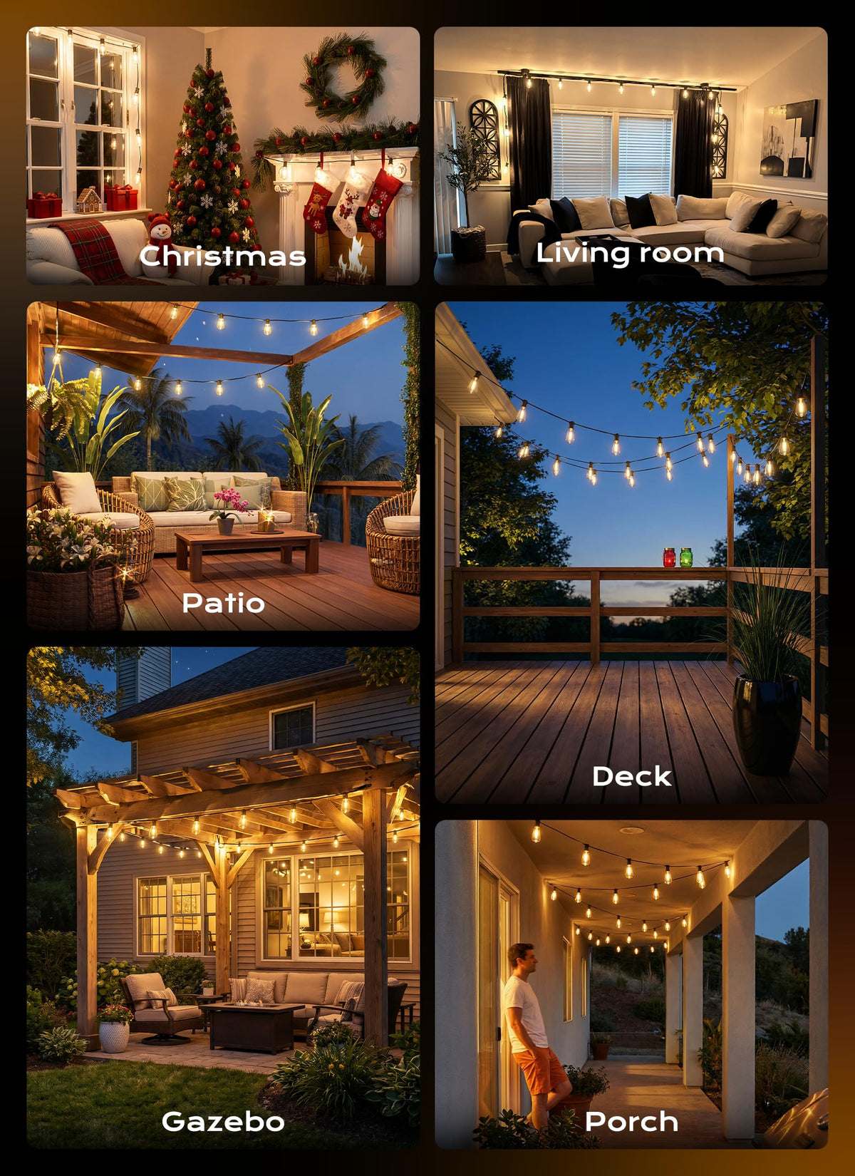 LinkMejor 100FT Luminile de Sânge Outdoor cu Distanță, ST38 Luminile de Patio Reglabile