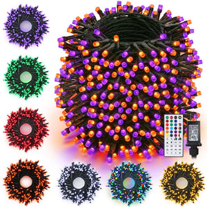 LinkMejor Halloween Işık RGB Dizi Işığı, 164ft 500LED Narancı Mavi Işık
