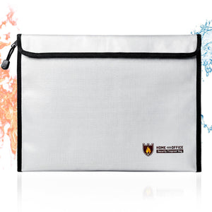 LinkMejor Fireproof Document Bag 15''×11'',Extra Large Waterproof Fireproof Money Bag (5200℉),Important Document Holder & Organizer Storage with Zipper for Cash,Passport,Safe,Certificates and