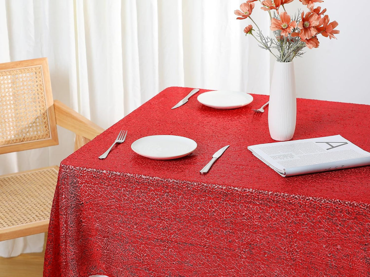 1 Pack Rectangle Tablecloths, Polyester Sequin Table Covers for Dining Room Parties or Dances 47x59inch Green