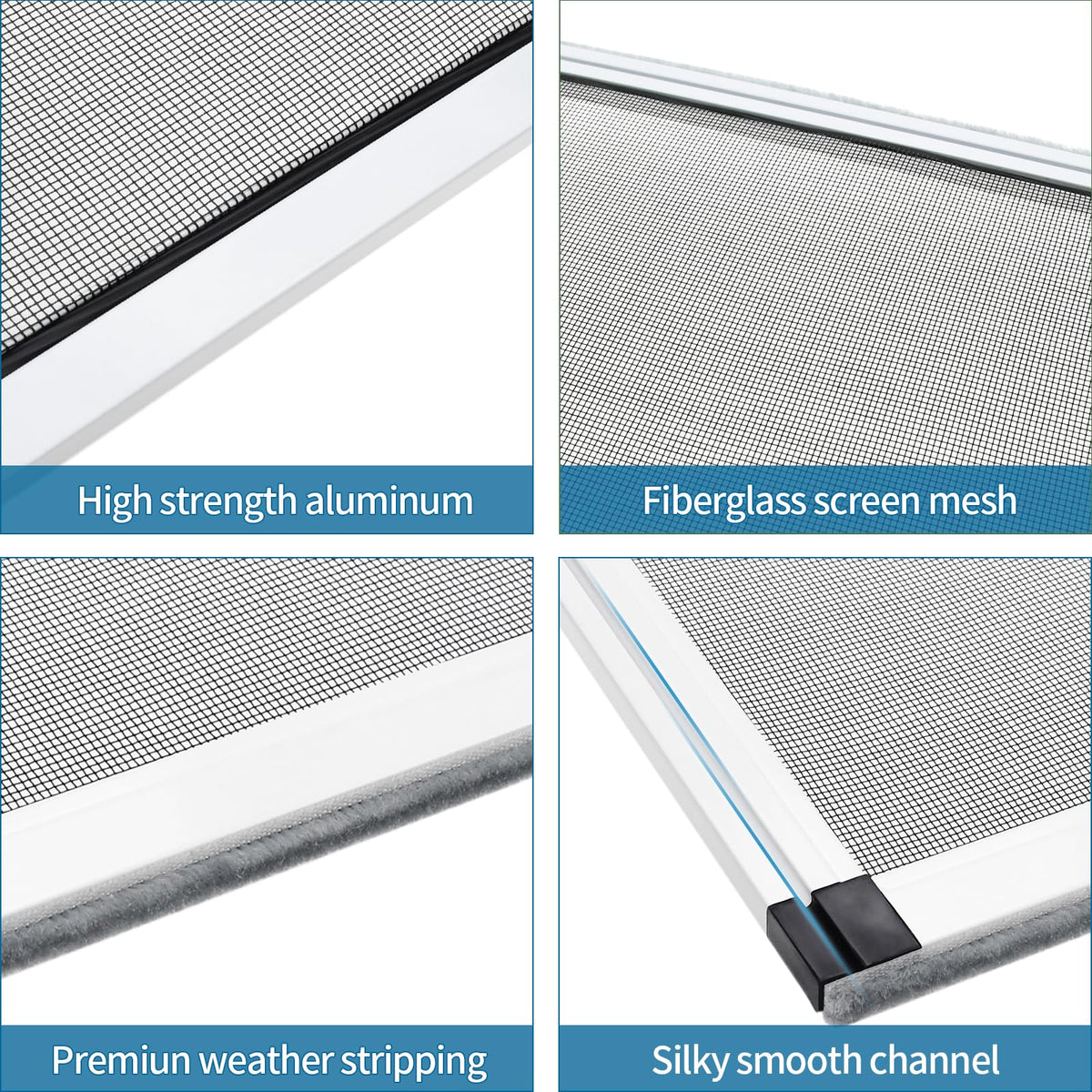 LinkMejor Schermo Finestra Estensibile, 2 Pack Schermo Finestra Regolabile (18" H x 25" - 49" W) - Schermi di Sostituzione Finestra Grandi con Cornice, Schermo di Sostituzione Resistente per Finestra