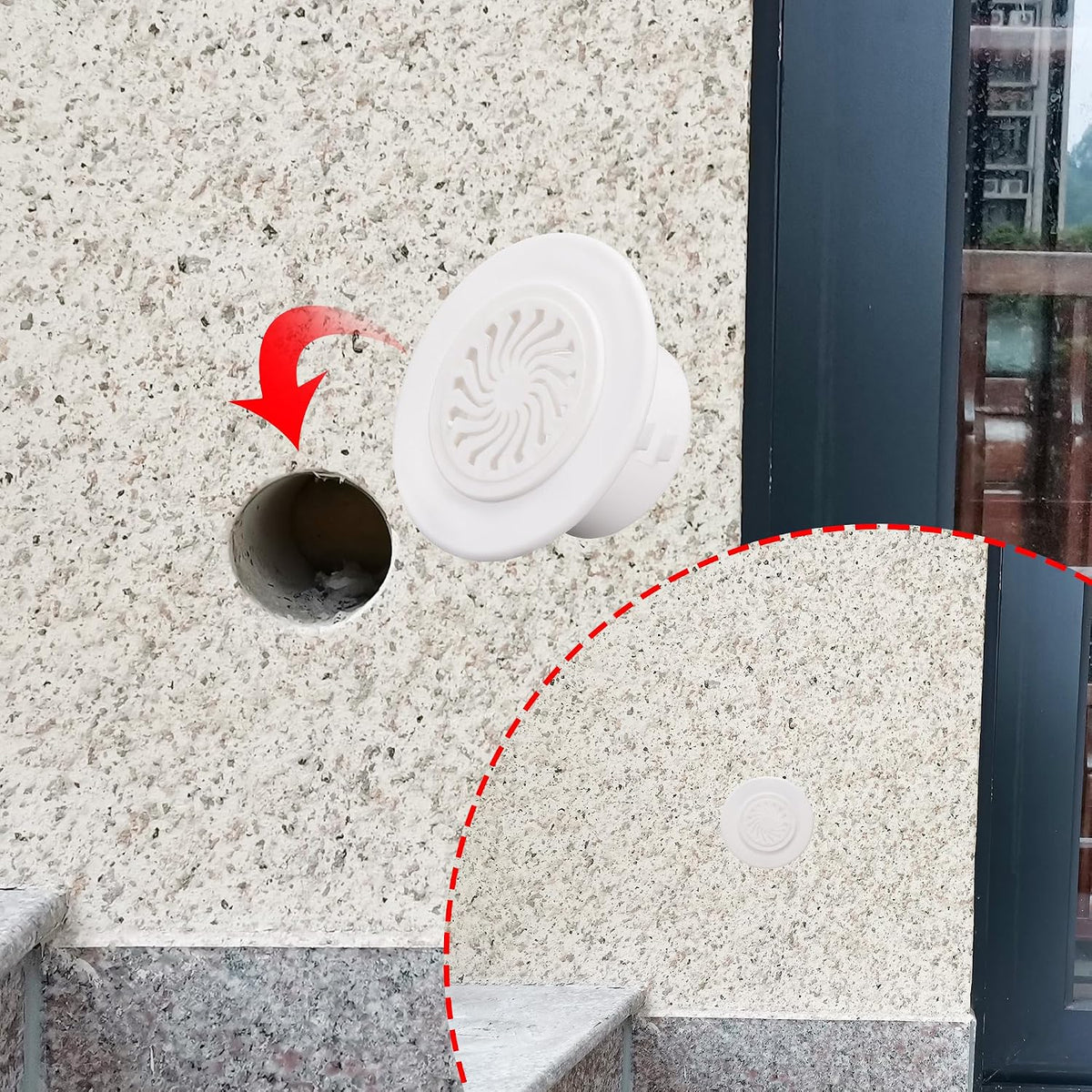 Tampa de Ventilação Redonda, ABS Plástico Ajustável, Tampa de Ventilação Branca para Furo de Diâmetro de 4" - 4.3", 2unid