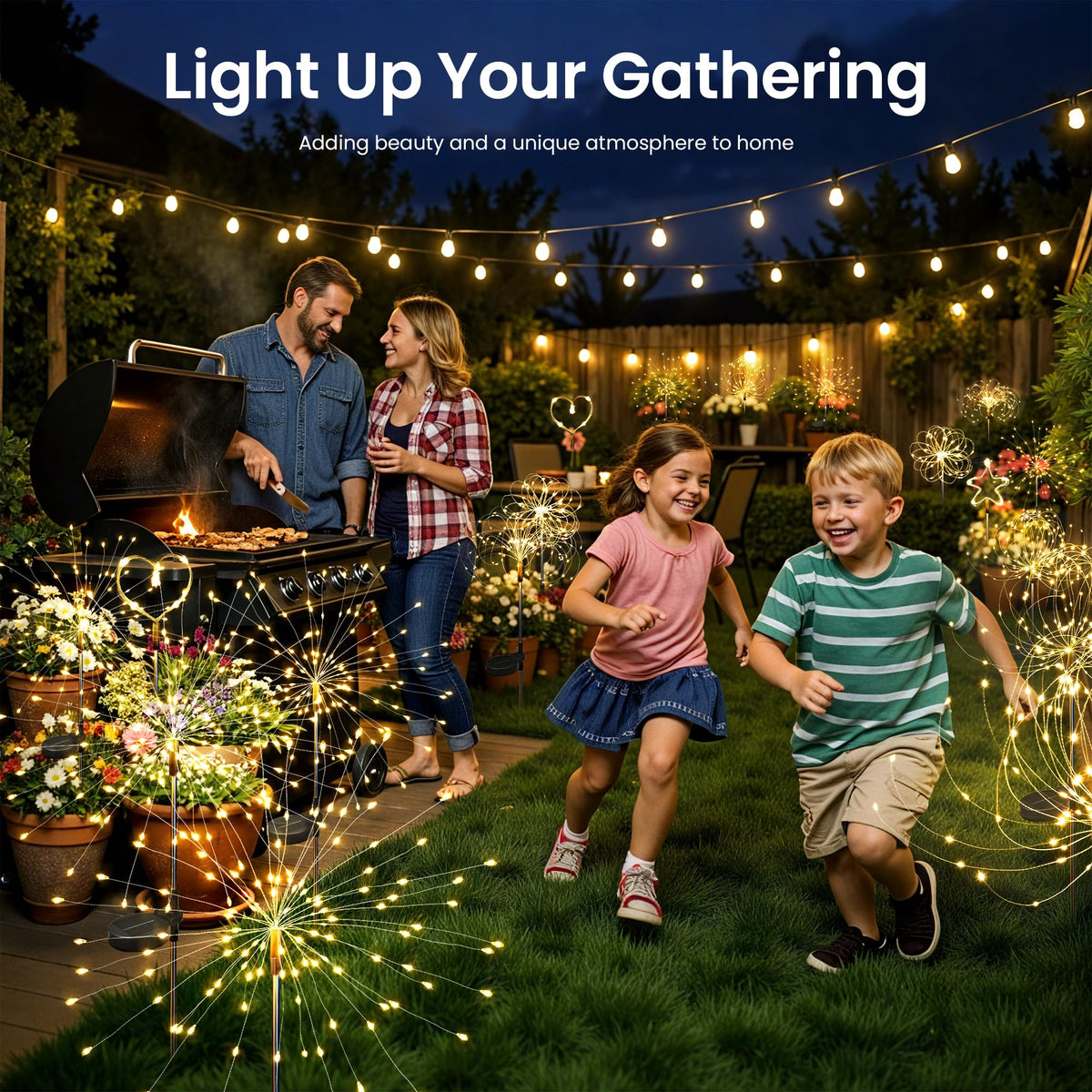 LinkMejor 2Pack Solbelysning Utomhus, 120LED Fyrverkeriljuset