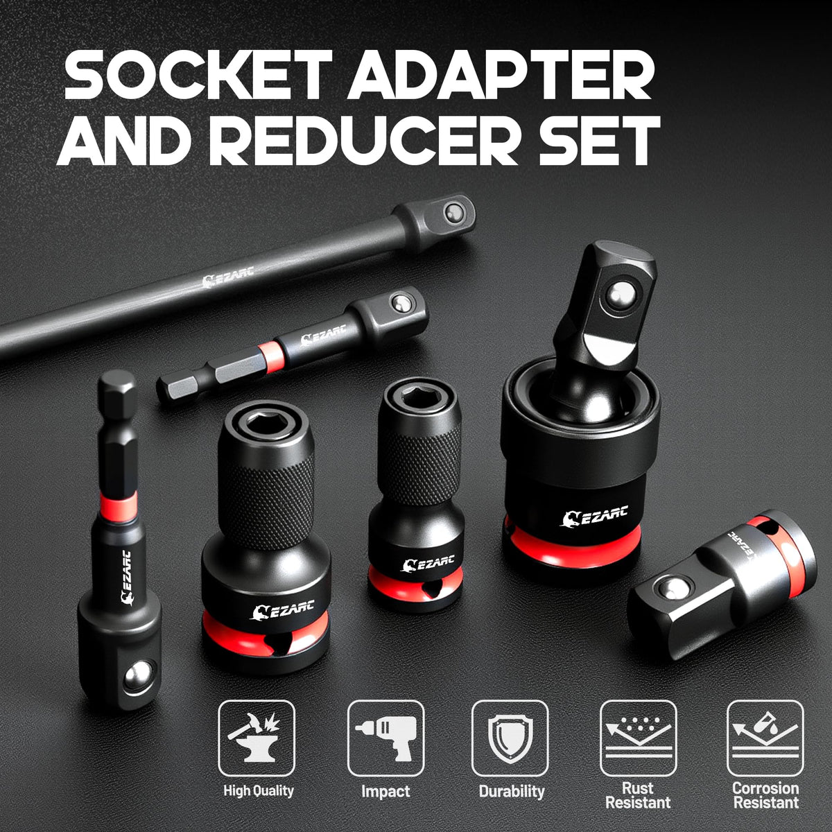 LinkMejor 21PCS Impact Socket Adapter Set med Drehforbindelser og Kupler