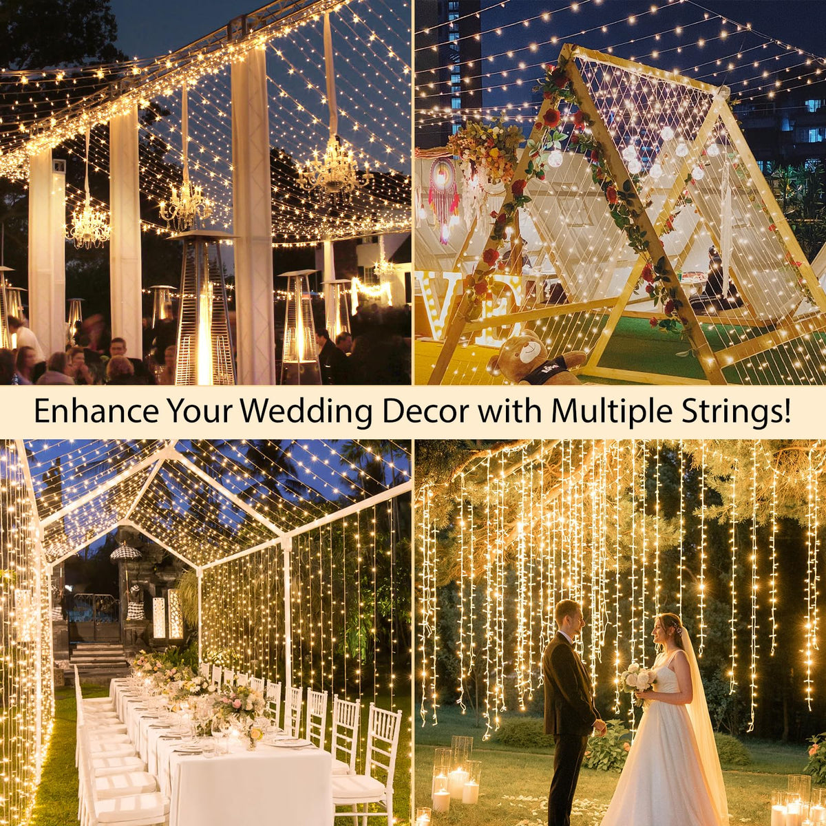 LinkMejor Trådløse String Lights Innendørs Tilkoblingsbart 100 LED Julelys Warme Hvit