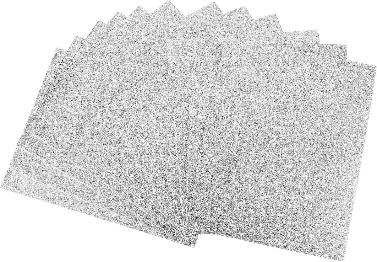 LinkMejor Silver Tone Shiny EVA Foam Sheets 11 x 8 Inch 2mm Thick for Crafts DIY Projects 12 Pcs