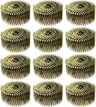 3600 Count Siding Nails 2-1/4" x 0.091" 15-Degree Ring Shank Full Round Head Collated Wire Coil for Lath and Sheathing Materials
