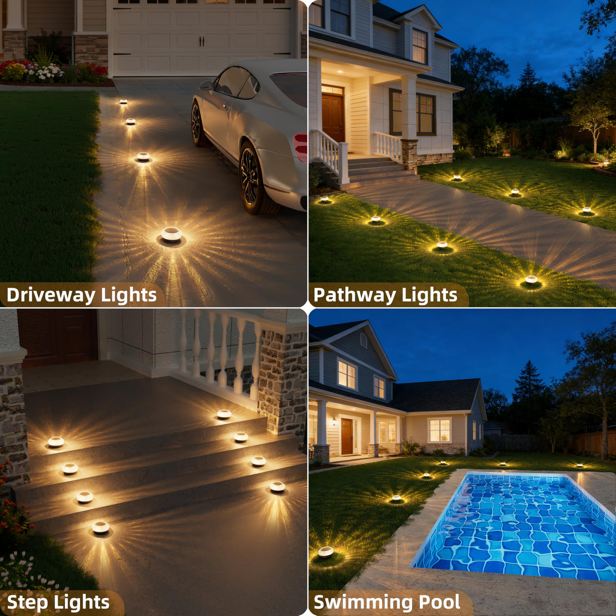 LinkMejor Solar Ground Lights Outdoor, 12 pezzi per lampade solari per sentieri