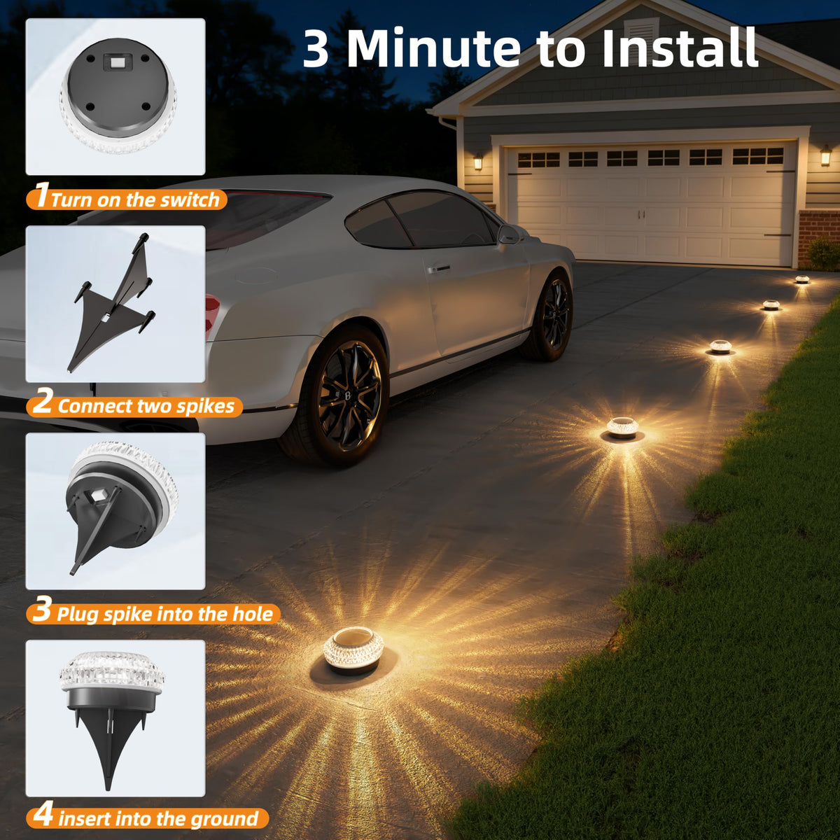 LinkMejor Solar Ground Lights Outdoor, 12 pezzi per lampade solari per sentieri
