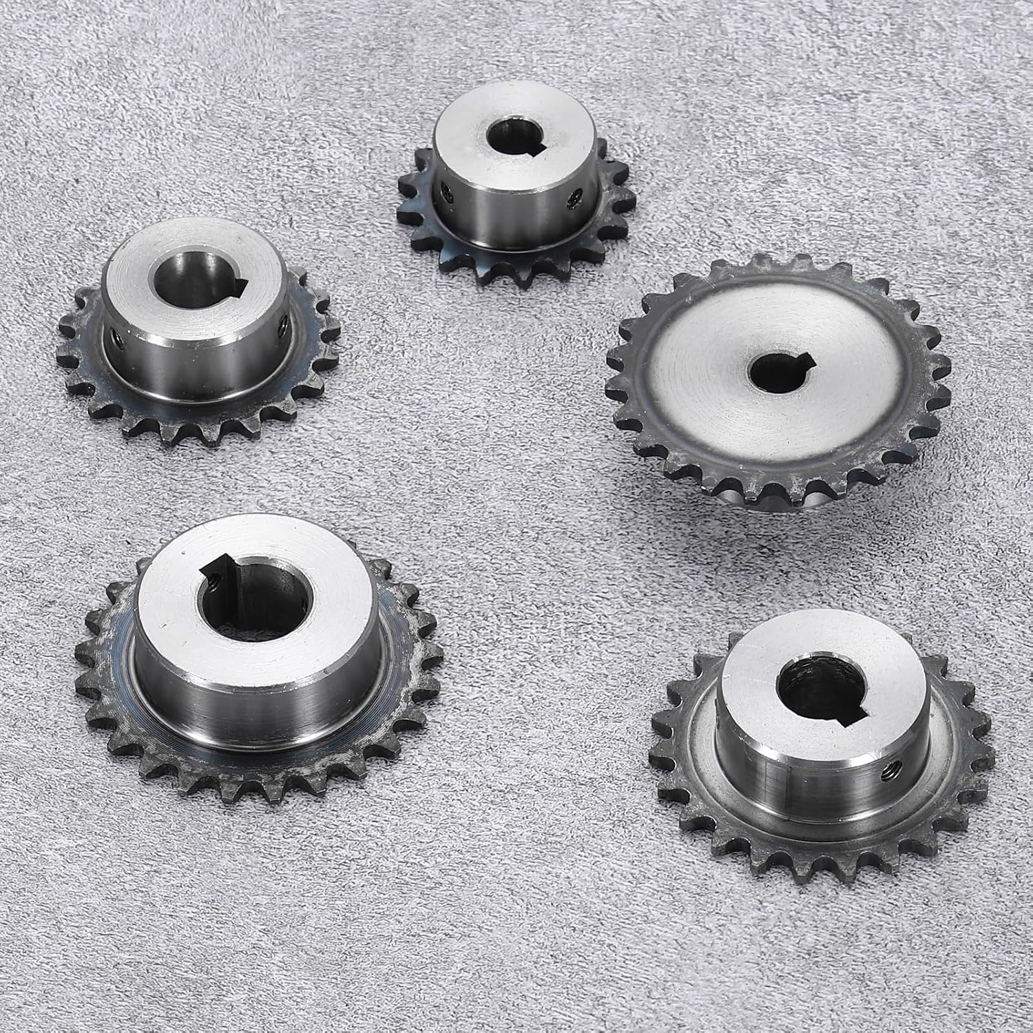 #25 Chain Roller Sprocket 12mm Bore 53.5mm OD, 25 Tooth C45 Carbon Steel ANSI #25 Roller Sprocket Round Hole Without Surface Finished with 4x1.8mm Keyway for ISO 04C Chain