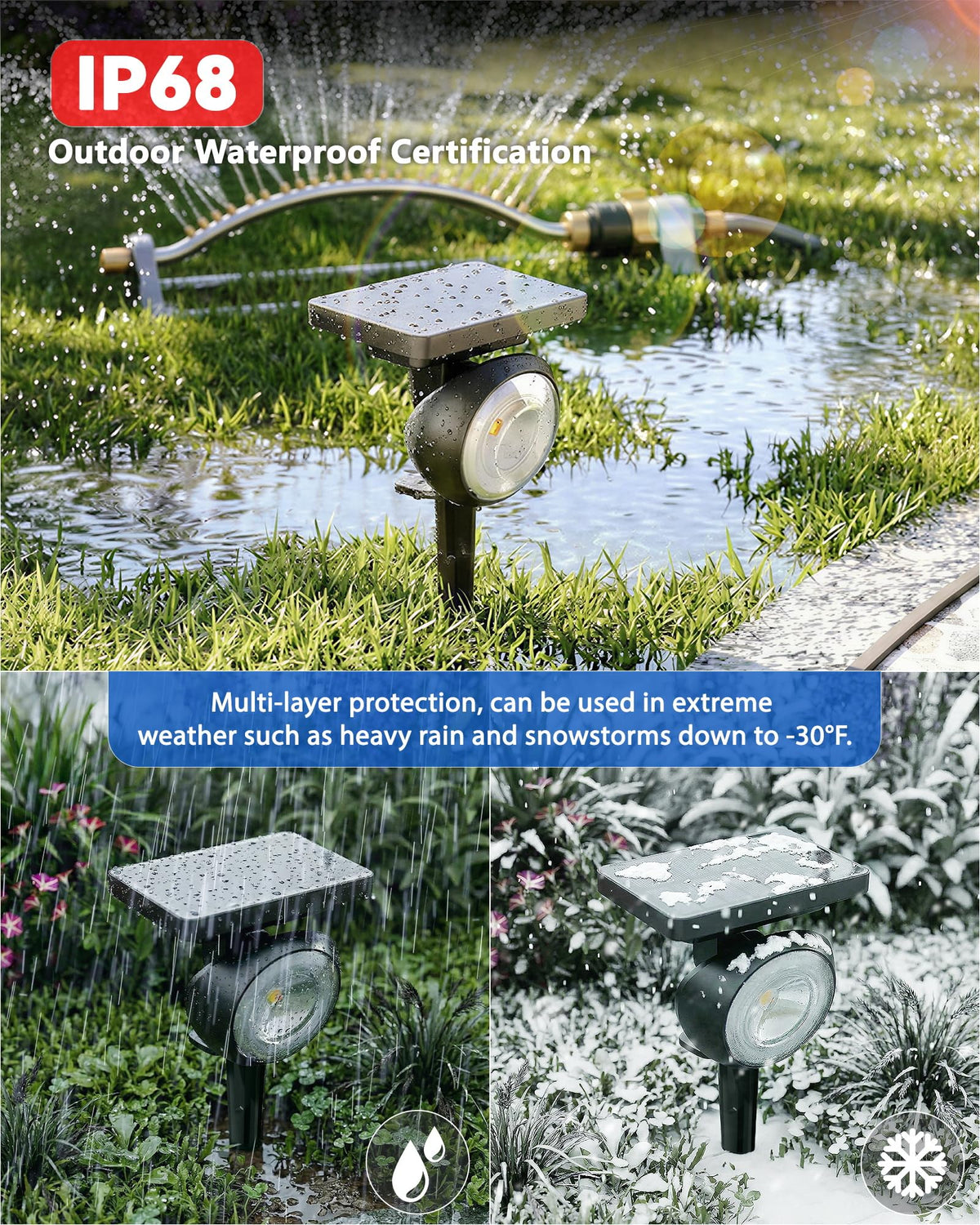 Oświetlenie solarnego punktu na zewnątrz wodoodporne, RGB+3CCT Uplights drzewa 4Pack