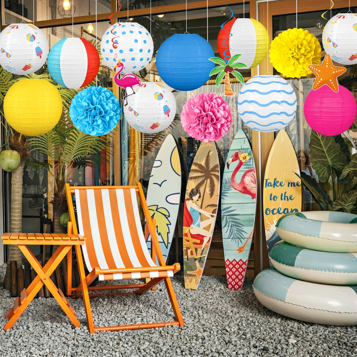 LinkMejor 16Pcs Decorazioni per Festa di Litorale Estate Lanterne da Decorazione in Carta Set