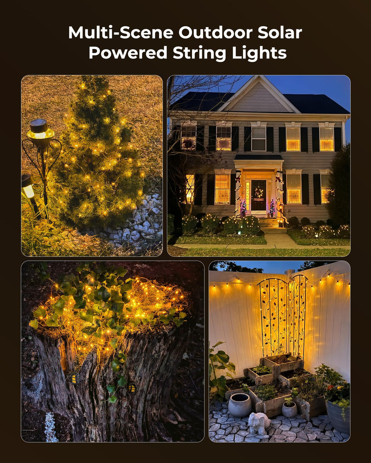 Kereta api Solar, 2 Paket Total 66Ft 200 LED fairy Lights dengan 8 Mode