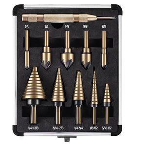 LinkMejor 5Pcs Schrittdrillbit & 5Pcs Konusbohrer-Set