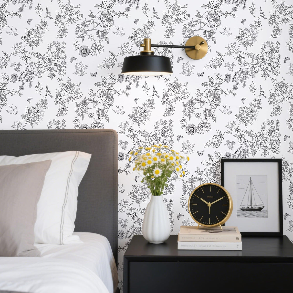LinkMejor Black and Gold Wallpaper Retro Animals Peel and Stick Wallpaper Removable Waterproof Self Adhesive Contact Paper for Countertop Cabinets Shelf Drawer Liner Covering 17.3" x 196.8"
