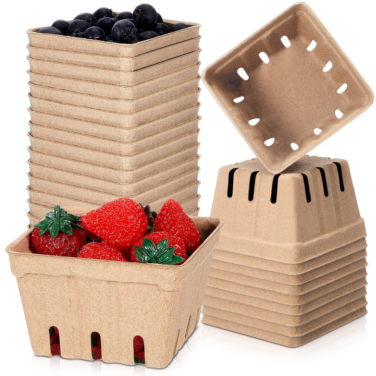 LinkMejor 20 Pack Fibra di Pulpa Naturale Ceste di Frutta 1 Pinta