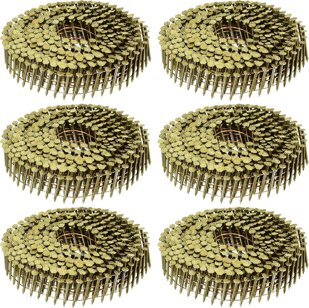 2400 Count Siding Nails 1" x 0.083" 15-Degree Ring Shank Full Round Head Collated Wire Coil for Lath and Sheathing Materials
