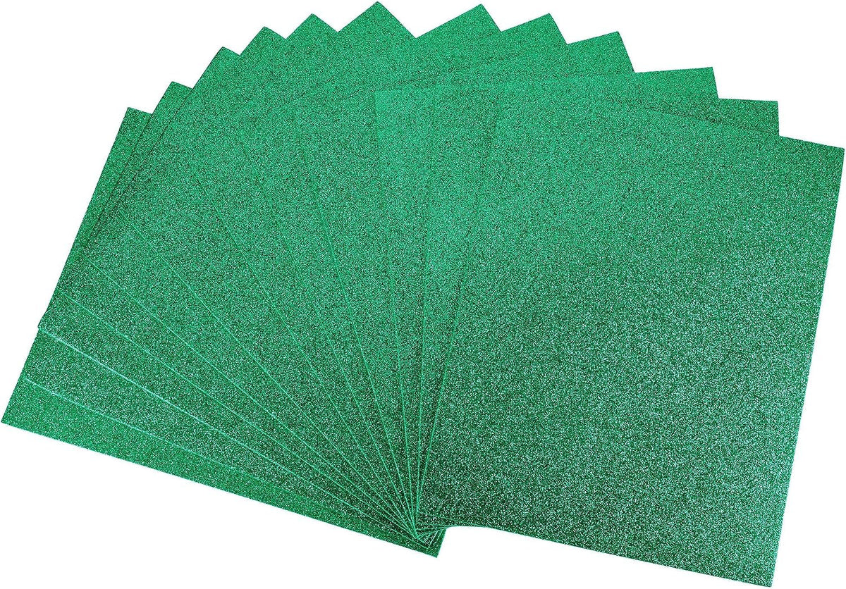 LinkMejor Dark Green Shiny EVA Foam Sheets 11 x 8 Inch 2mm Thick for Crafts DIY Projects 12 Pcs