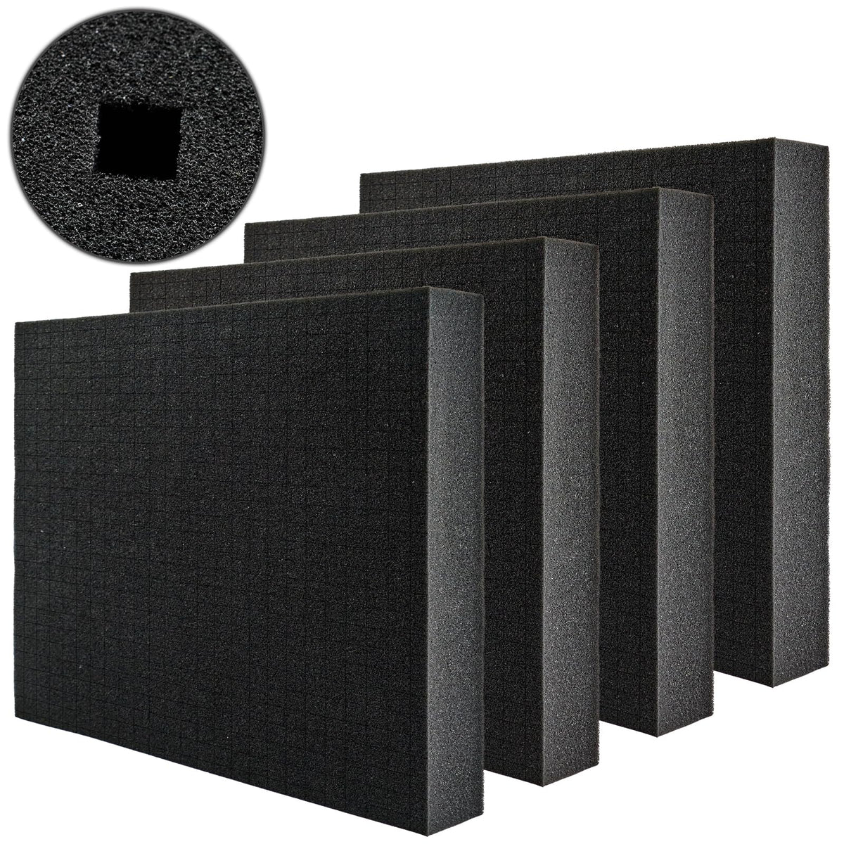 4 Pack Handvuurhulschuim inlegzaken - Voorbewerkt zwart schuim 16 x 12 x 2 Inch